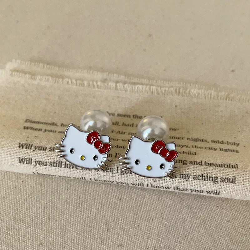Pearl Kitty Earrings