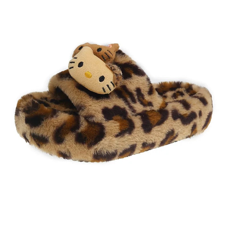 Kitty Leopard Furry Slides