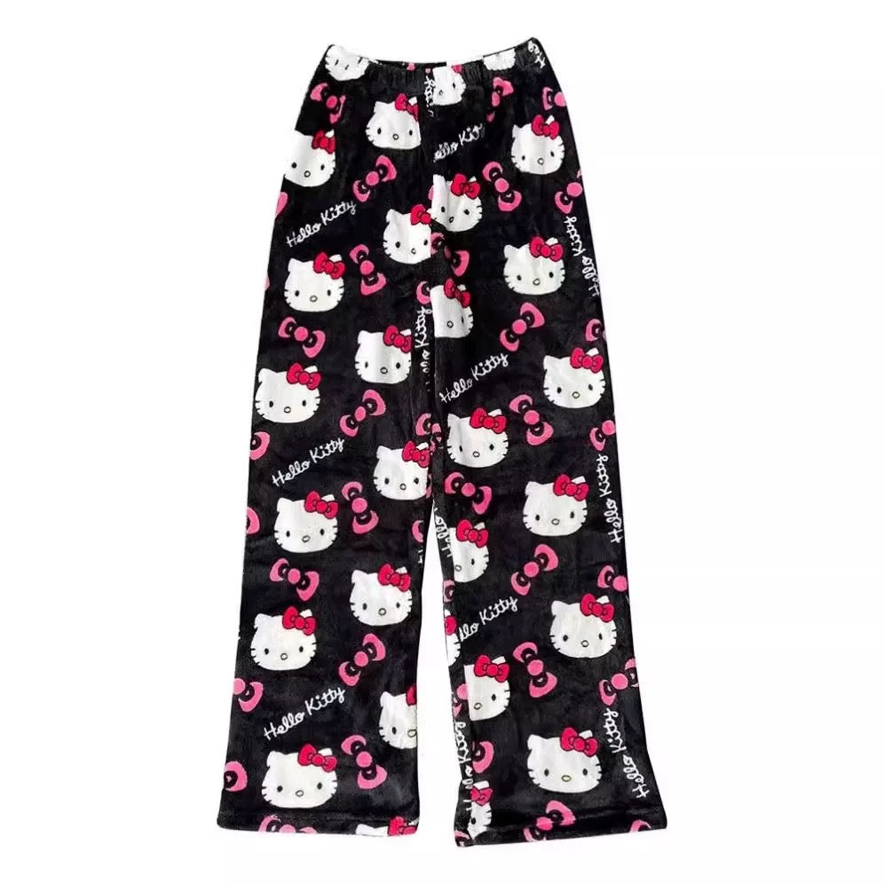 Black Classic Kitty Pj Bottoms