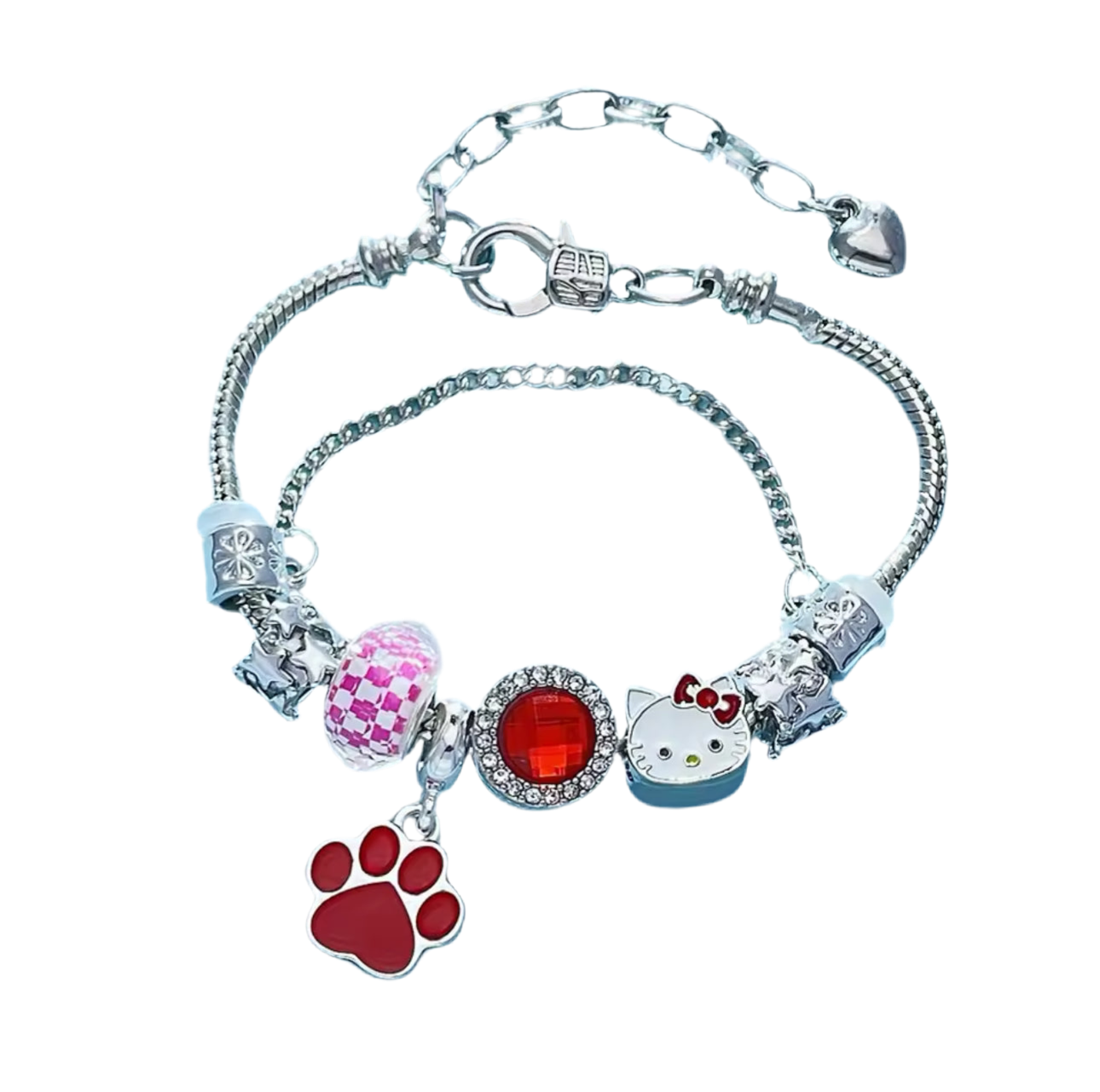 Silver - Red Hello Kitty Pandora Bracelet