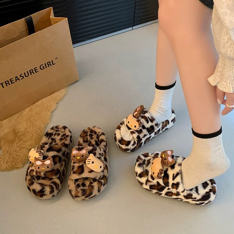 Kitty Leopard Furry Slides
