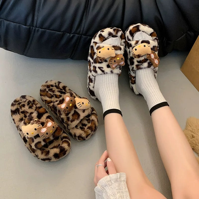 Kitty Leopard Furry Slides