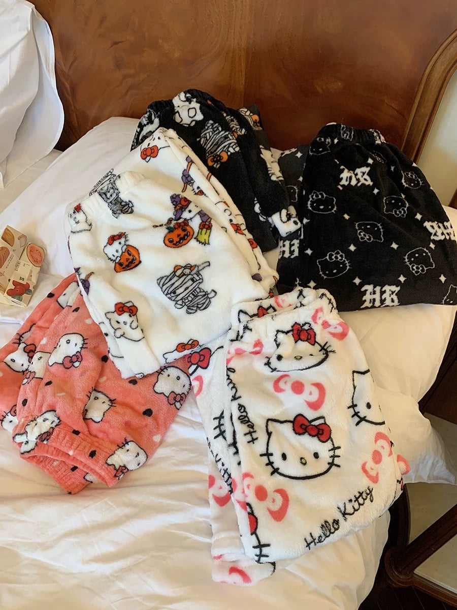 White classic kitty pyjama bottoms