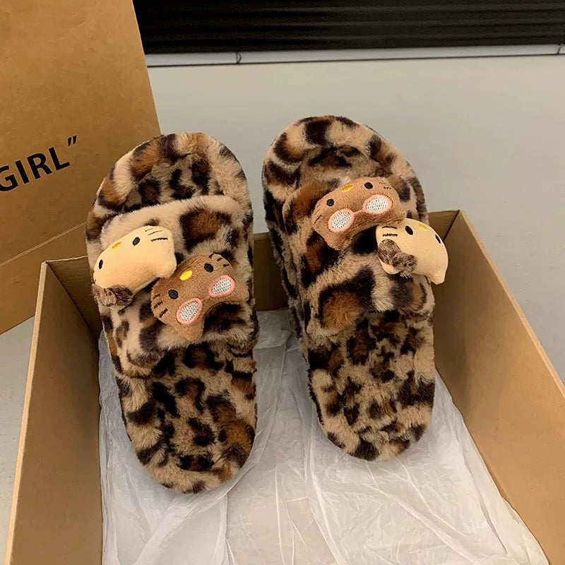 Kitty Leopard Furry Slides