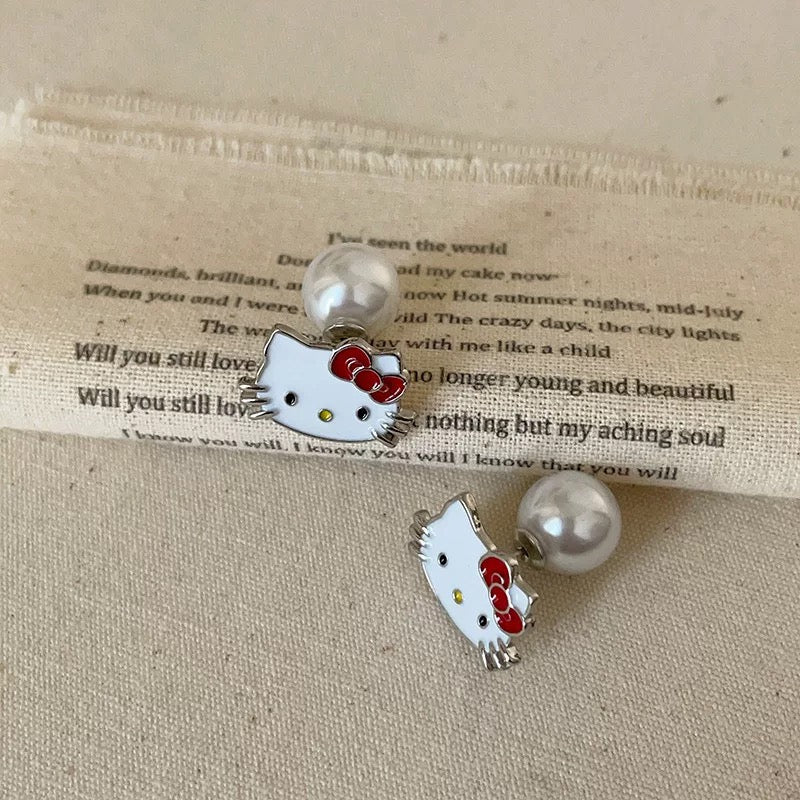 Pearl Kitty Earrings