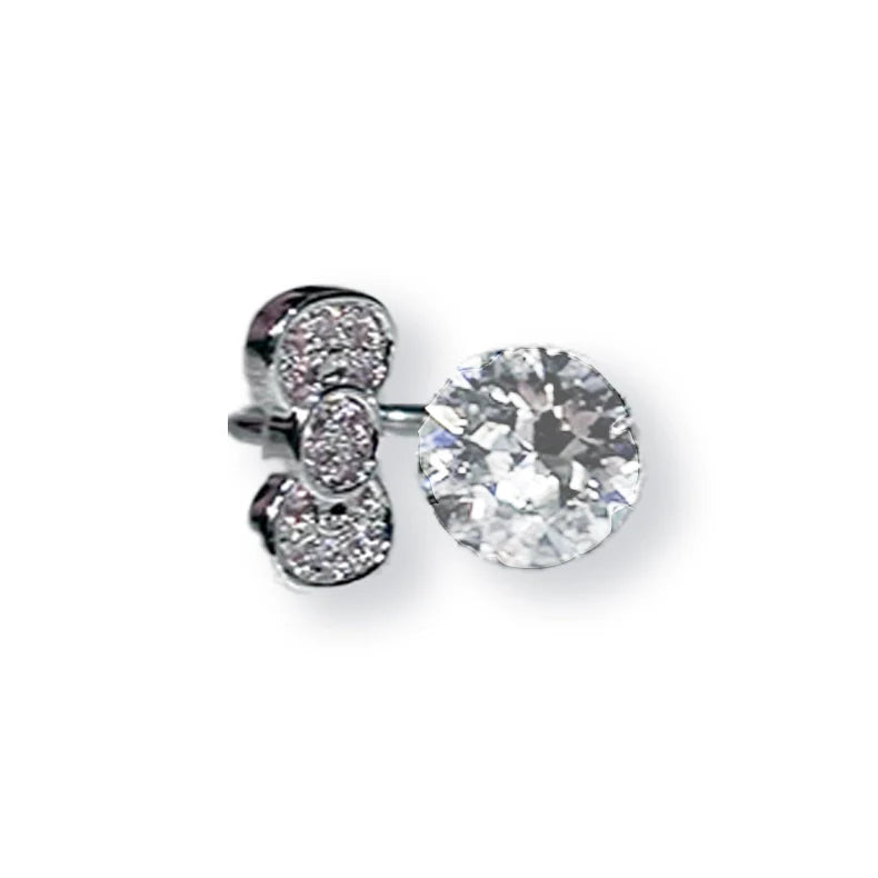Round diamond bow-shaped helix earring Earring Stud