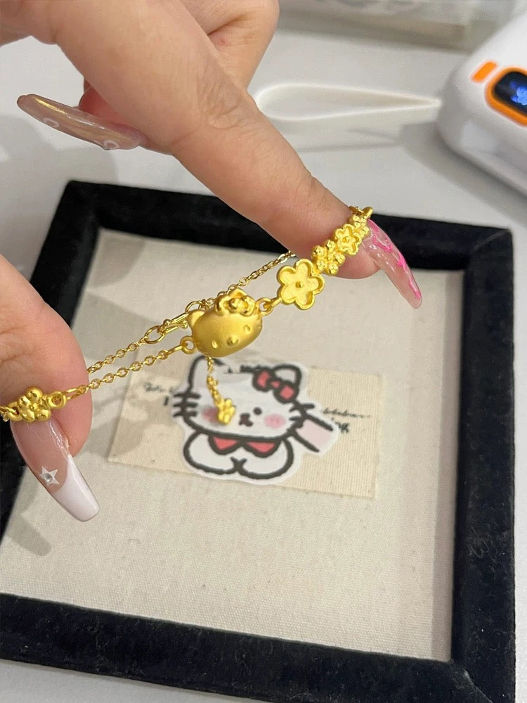 Flower Kitty Gold Bracelet