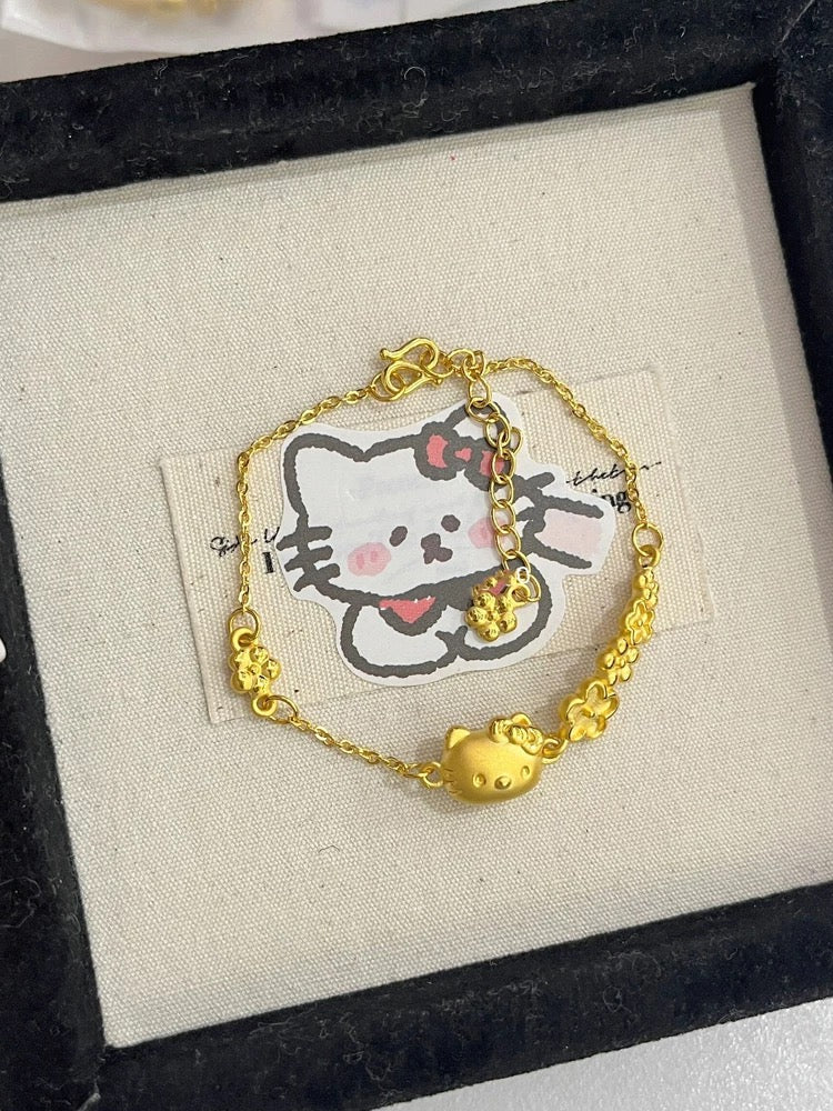Flower Kitty Gold Bracelet