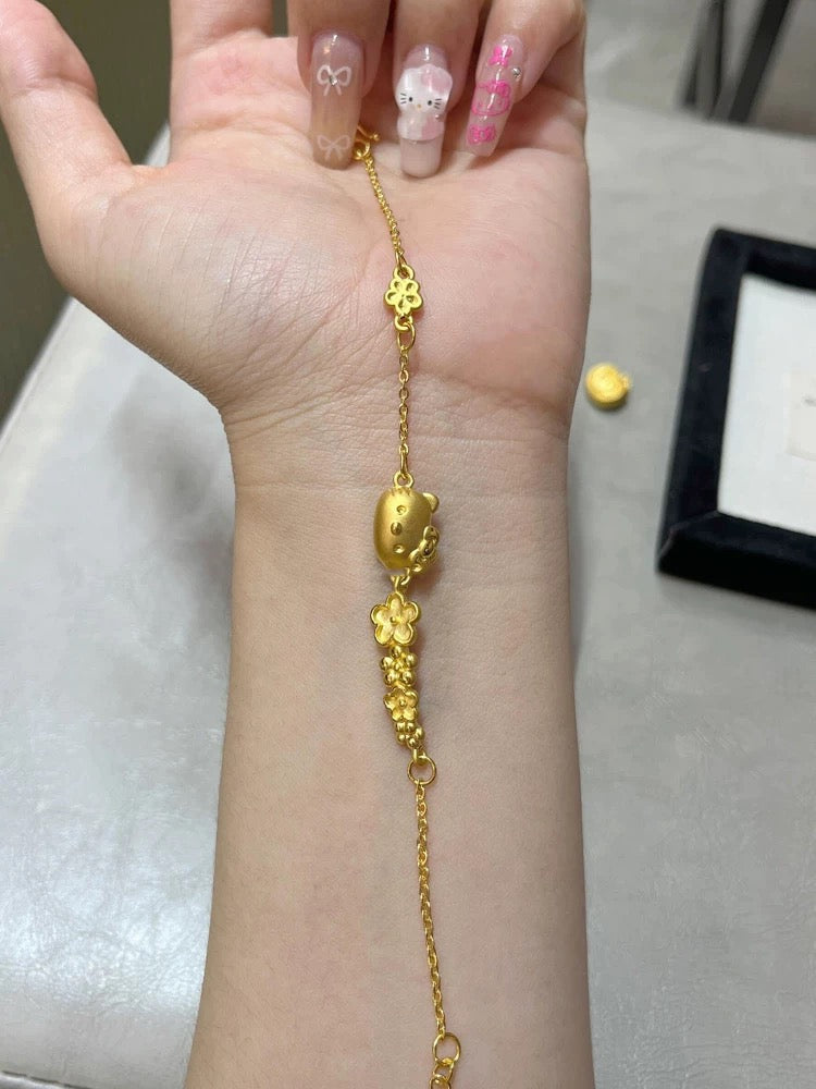 Flower Kitty Gold Bracelet