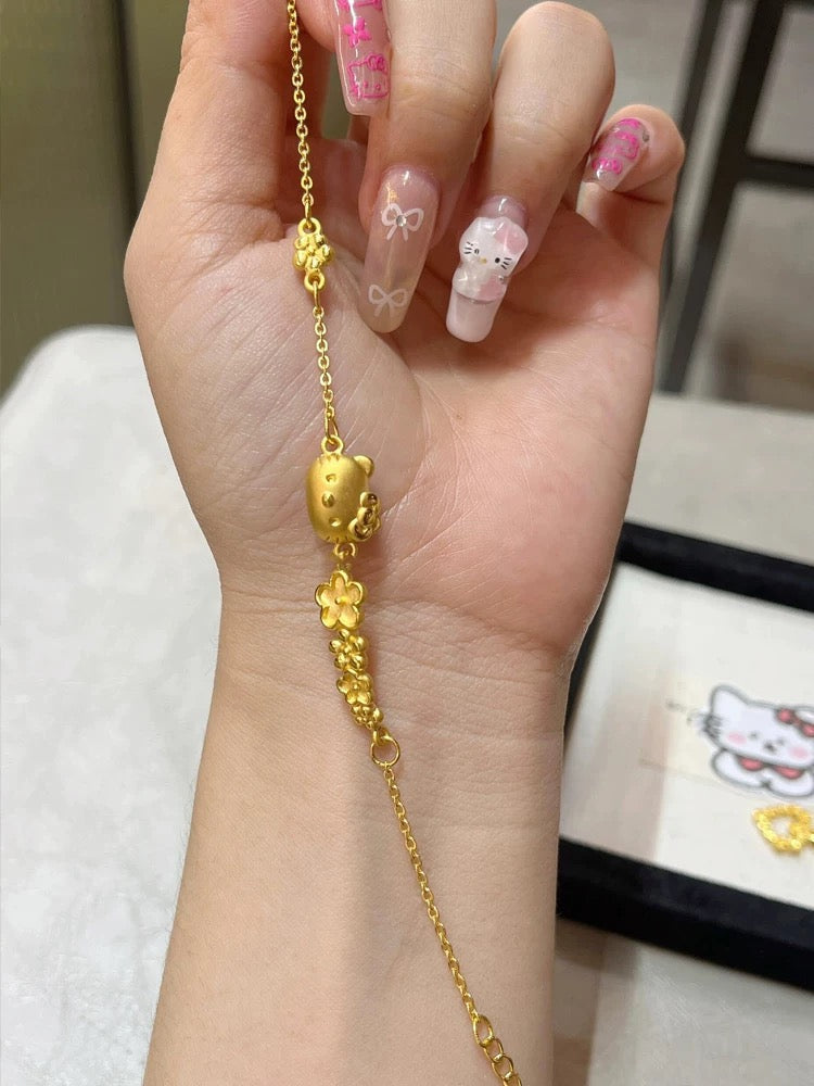 Flower Kitty Gold Bracelet
