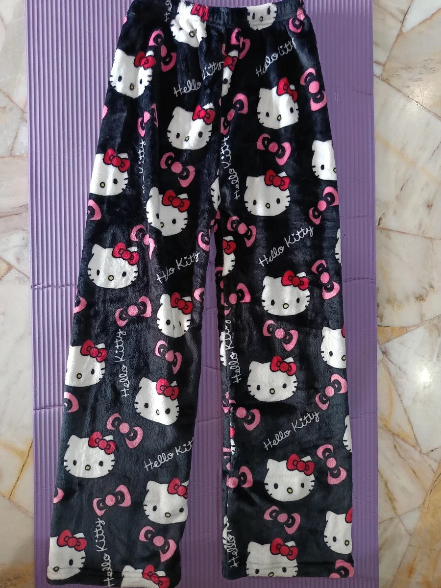 Black Classic Kitty Pj Bottoms