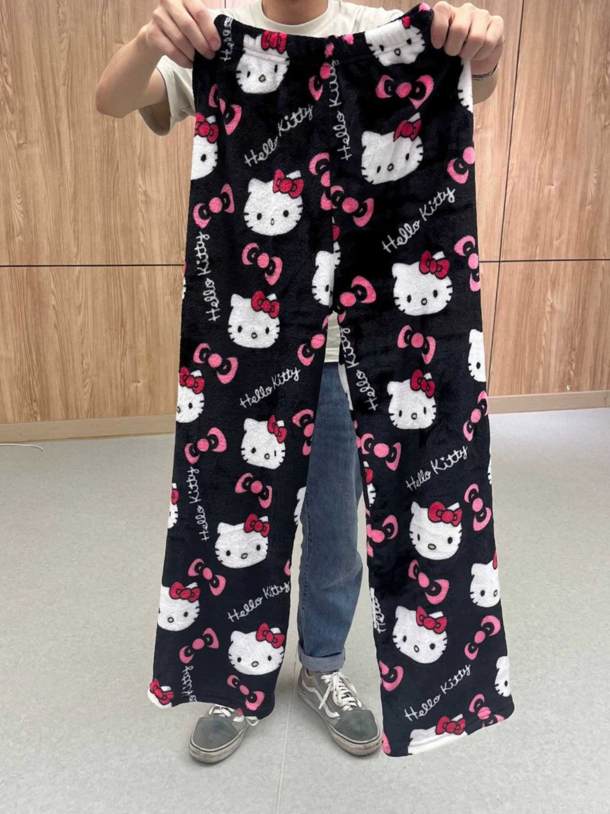 Black Classic Kitty Pj Bottoms