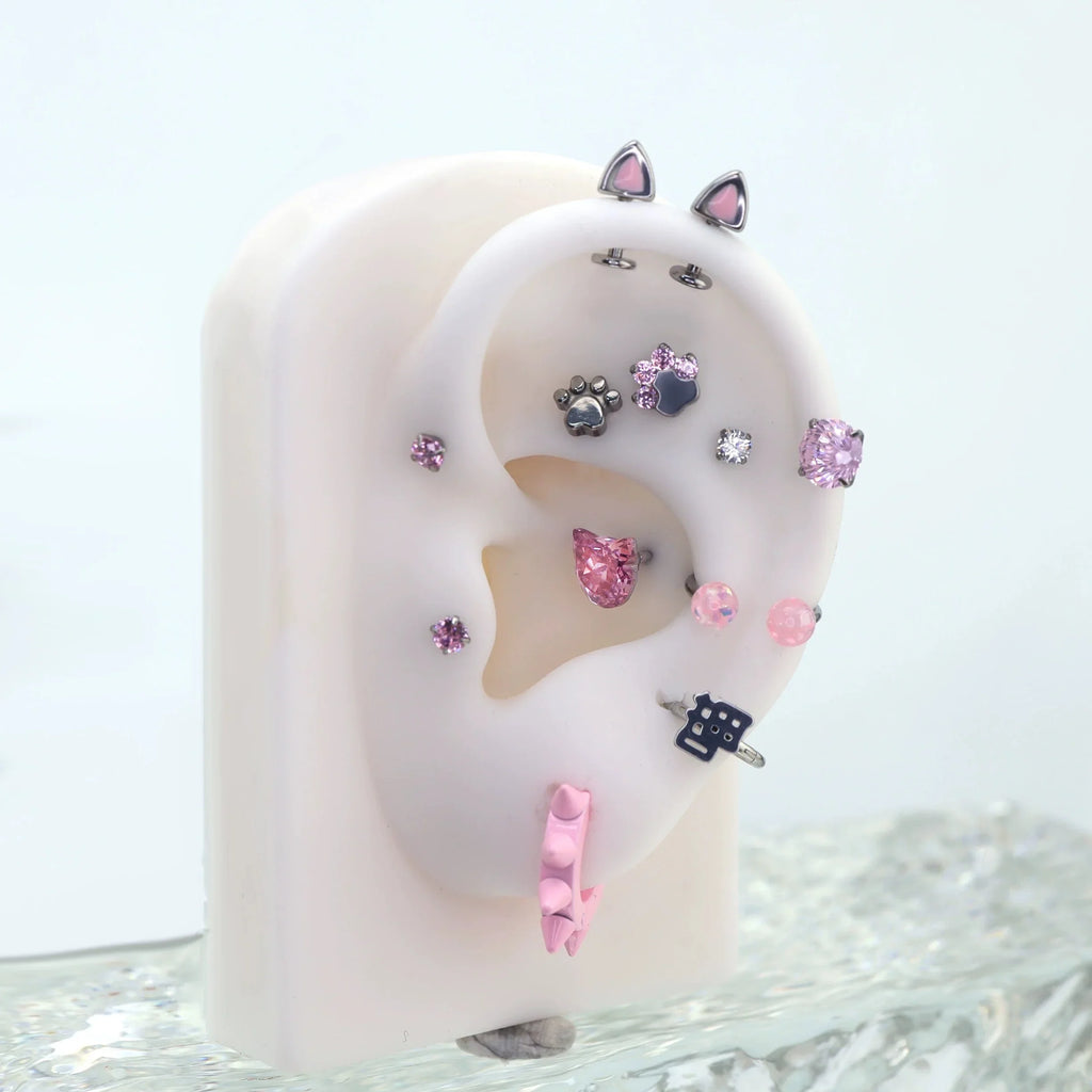 Pink cat ears demon helix piercing Ear Piercing Earring Stud