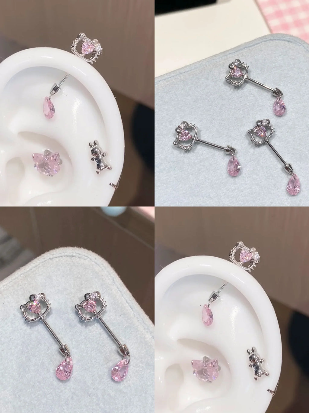 Pink Kitty helix piercing Earring Stud