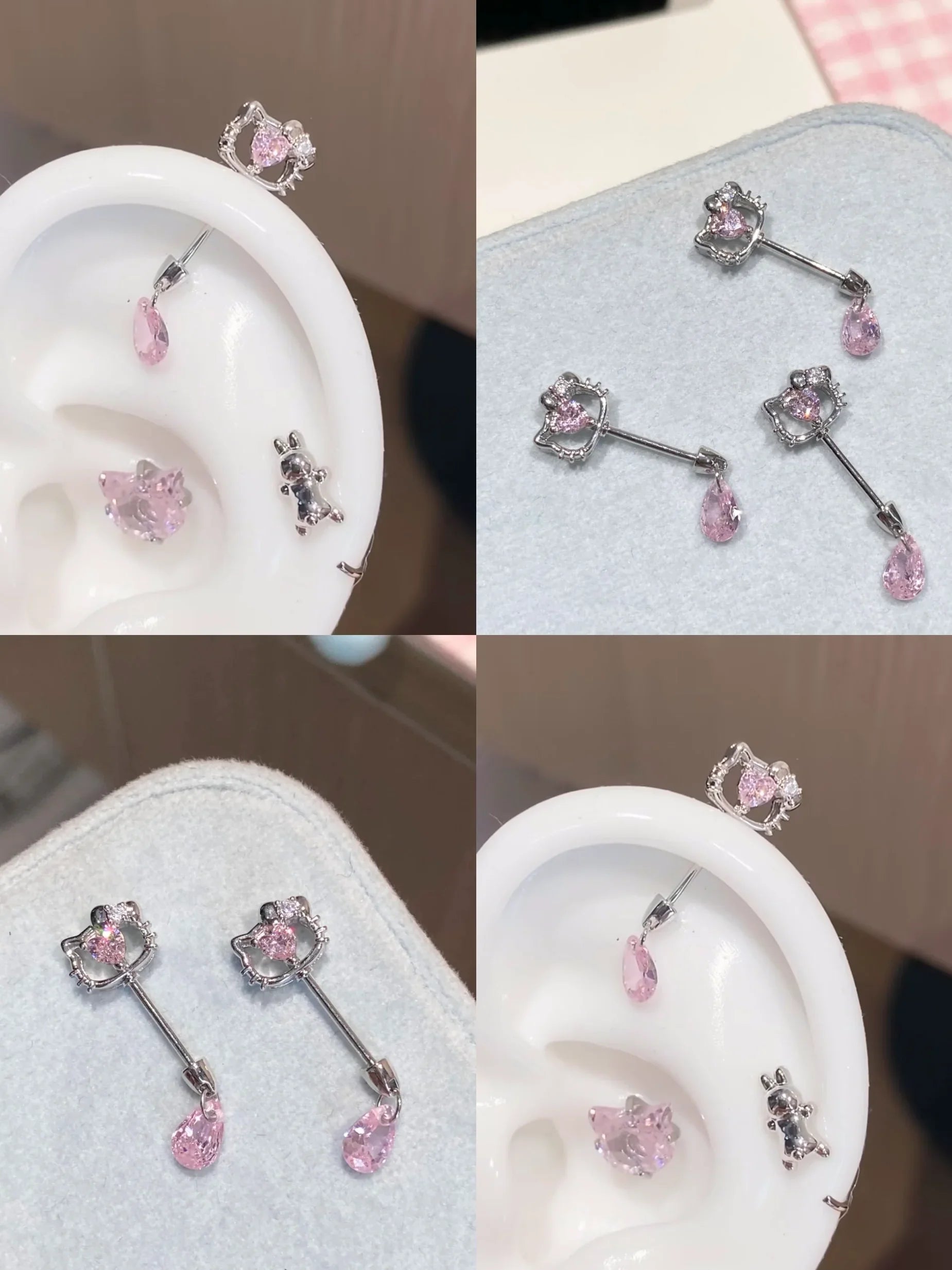 Pink Kitty helix piercing Earring Stud