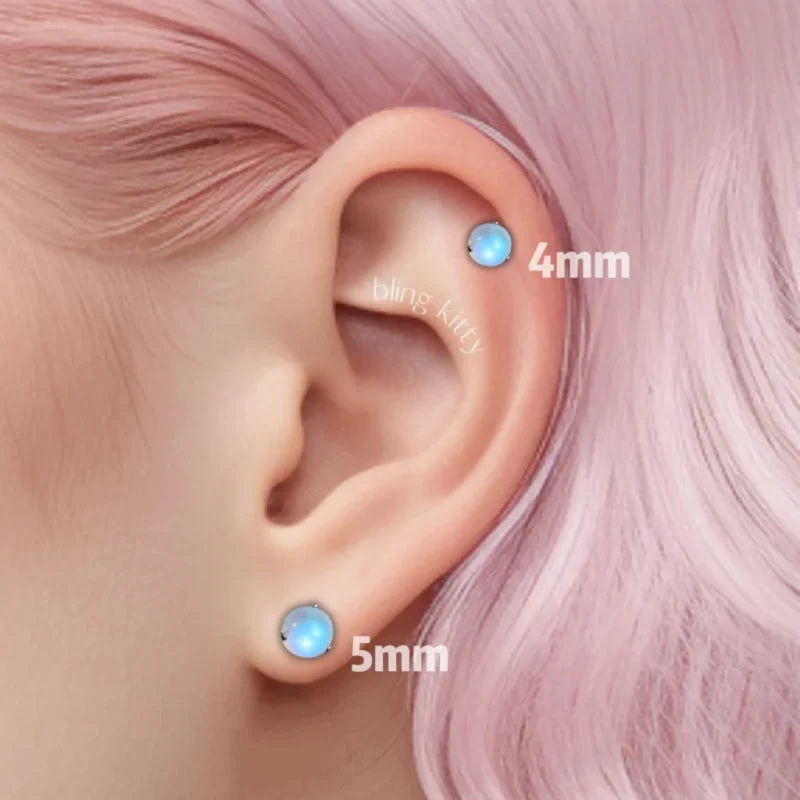 Moonstone Ear piercing Earring Stud