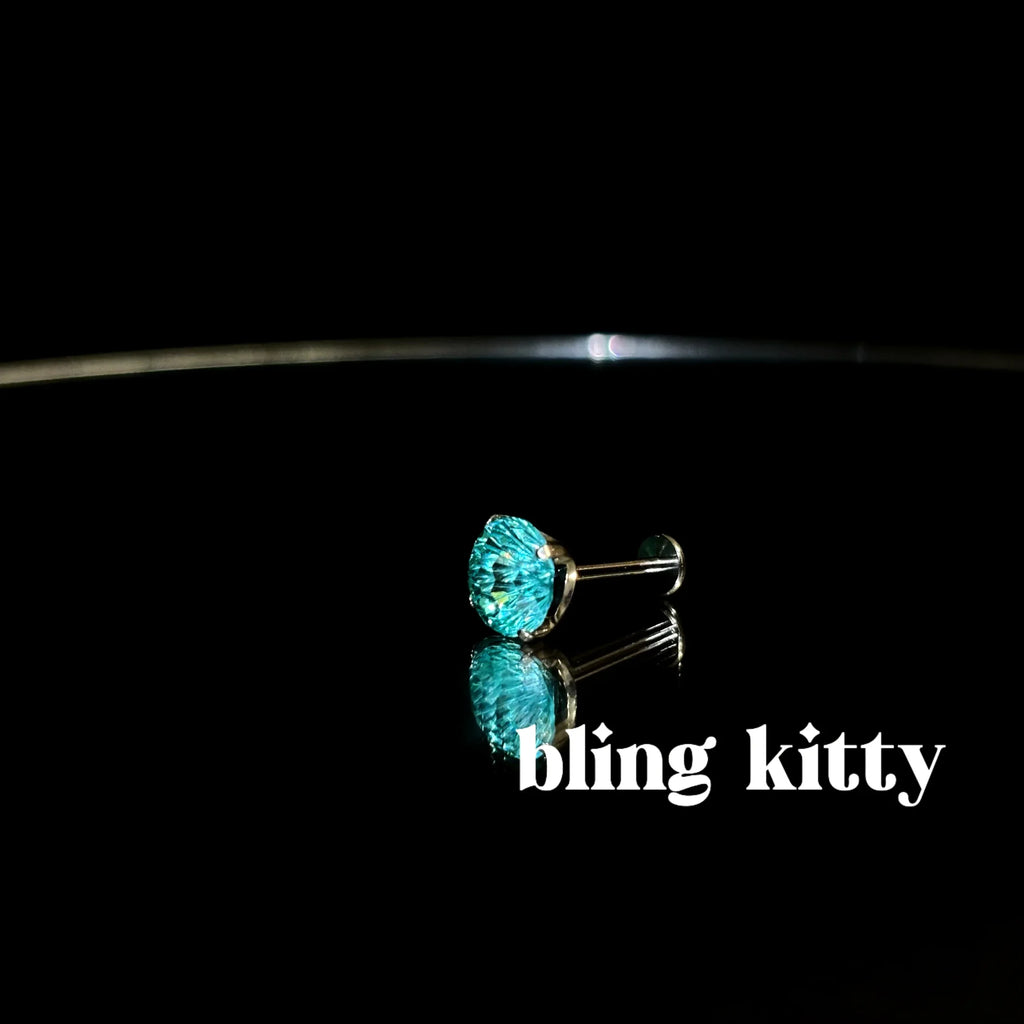 Paraiba zircon fireworks cut Ear Piercing Earring Stud