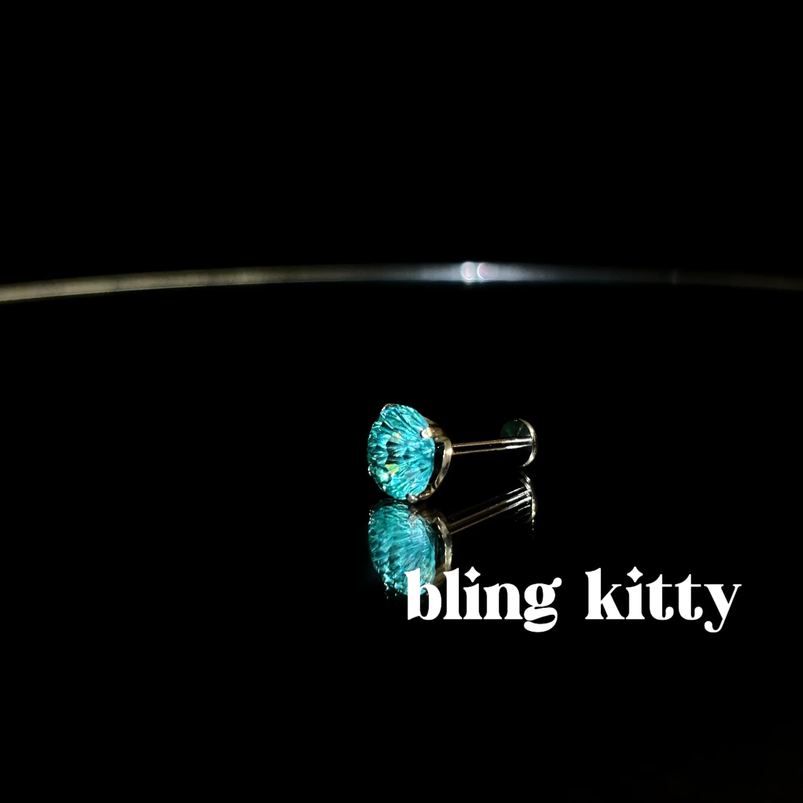 Paraiba zircon fireworks cut Ear Piercing Earring Stud