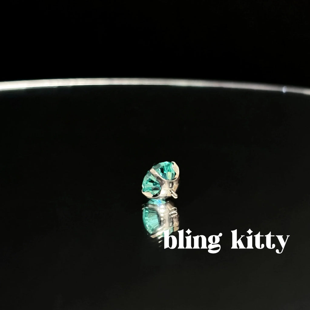 Paraiba zircon fireworks cut Ear Piercing Earring Stud