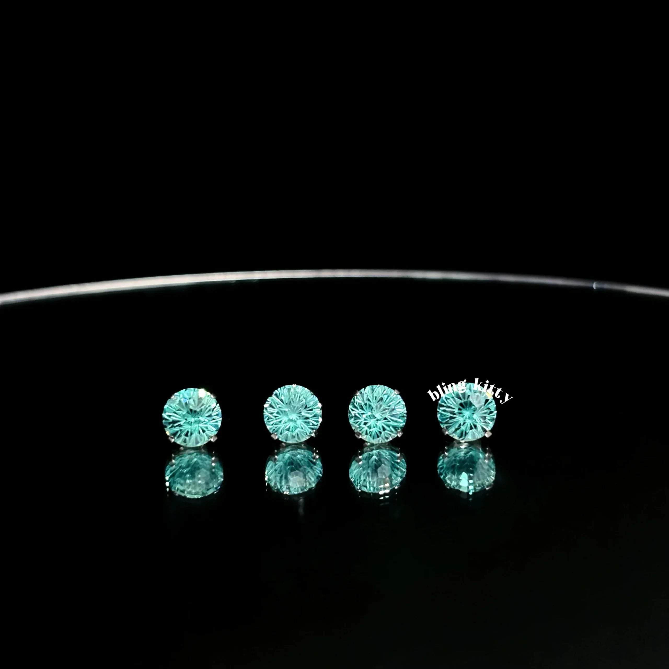 Paraiba zircon fireworks cut Ear Piercing Earring Stud