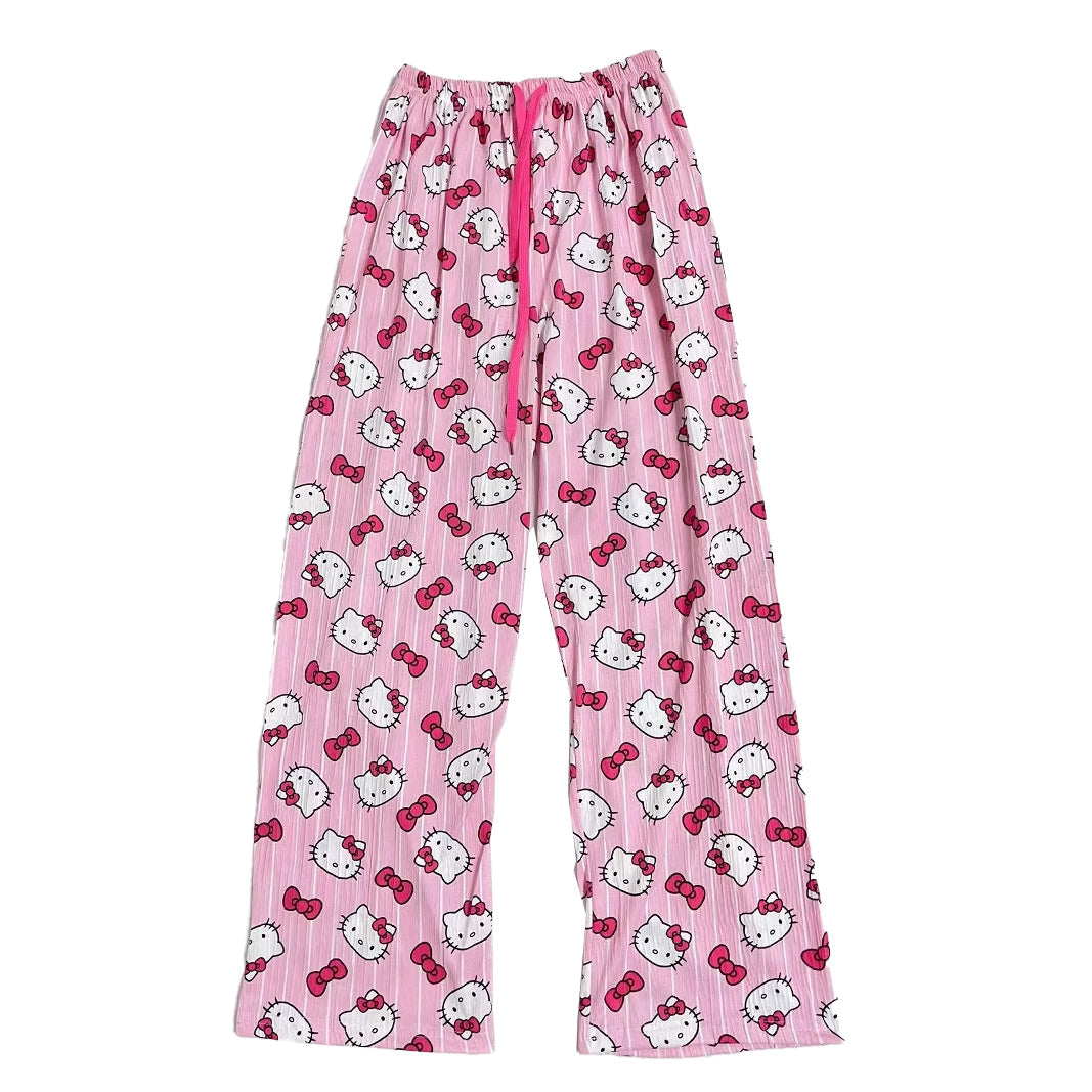 Hellokitty Pants Pajama Cute Soft Long Bottoms Women Pjs Pj