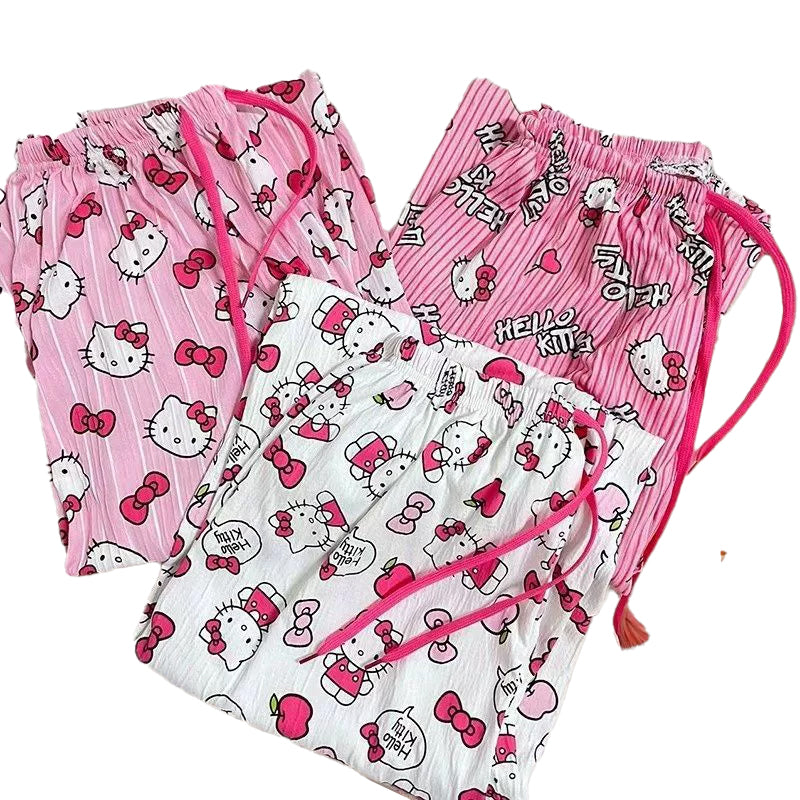 Hellokitty Pants Pajama Cute Soft Long Bottoms Women Pjs Pj