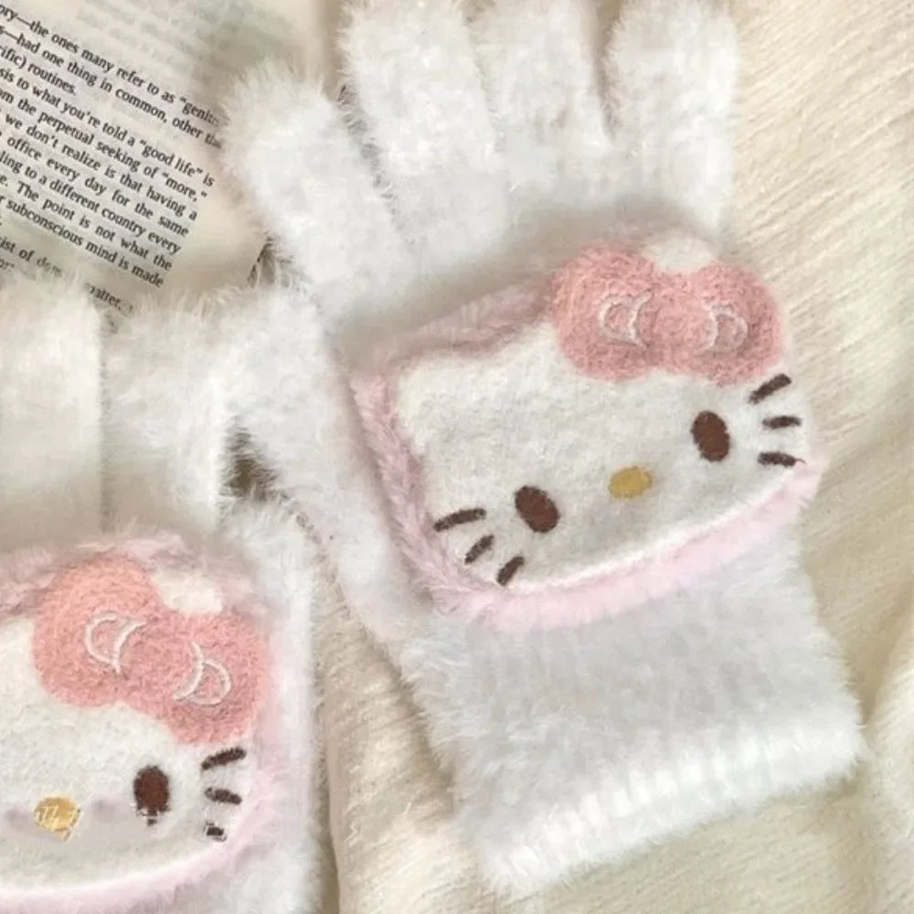 Knitted Hello Kitty Gloves