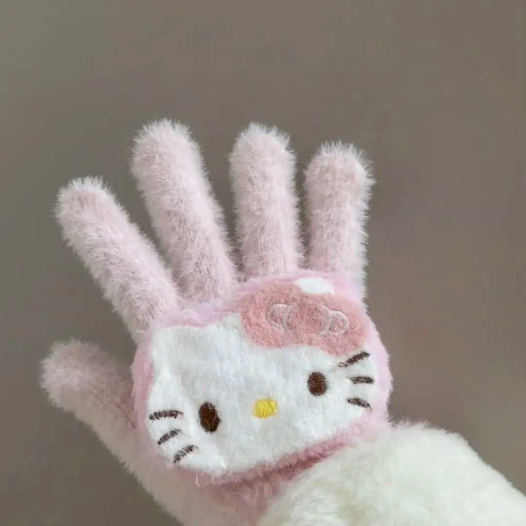 Knitted Hello Kitty Gloves