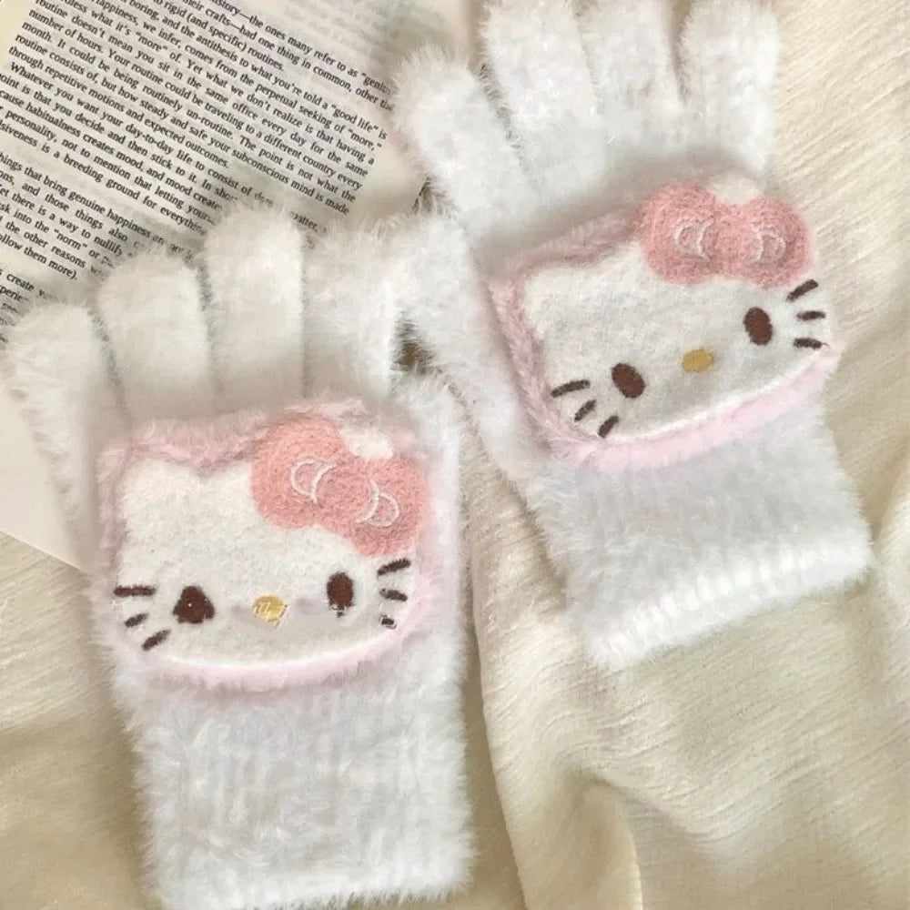 Knitted Hello Kitty Gloves