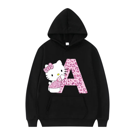 Black Hello Kitty Letter Hoodie