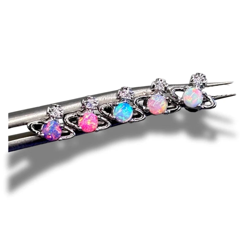 Super mini Opal Saturn stud earrings