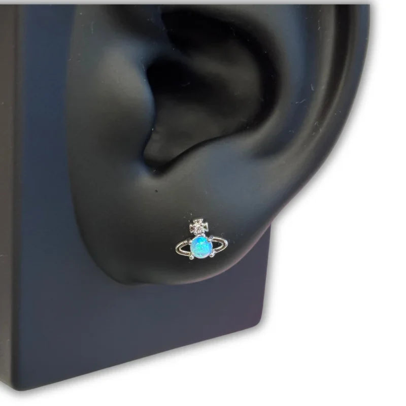 Super mini Opal Saturn stud earrings