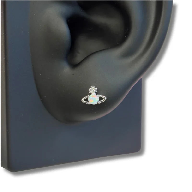 Super mini Opal Saturn stud earrings