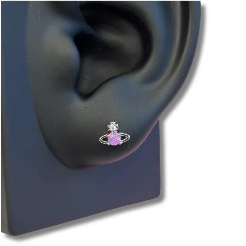 Super mini Opal Saturn stud earrings