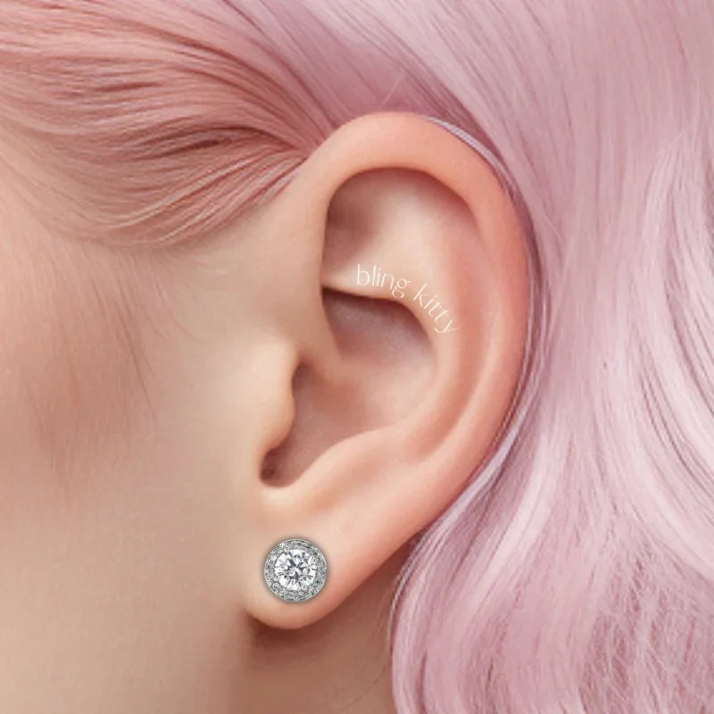 Round drill Ear Piercing Earring Stud