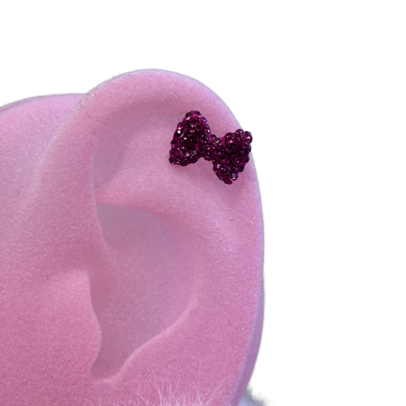 KT bow full diamond helix lobe piercing stud earrings