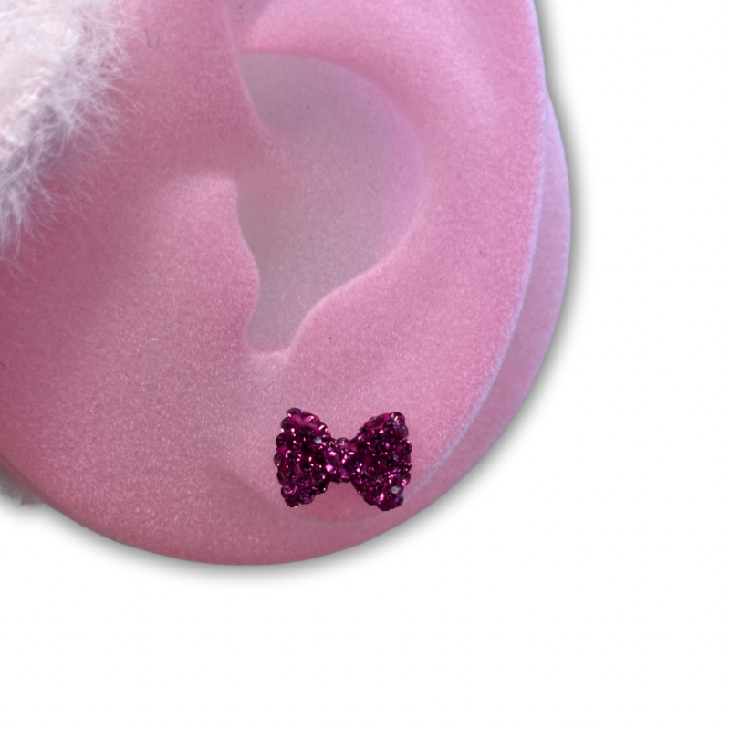 KT bow full diamond helix lobe piercing stud earrings