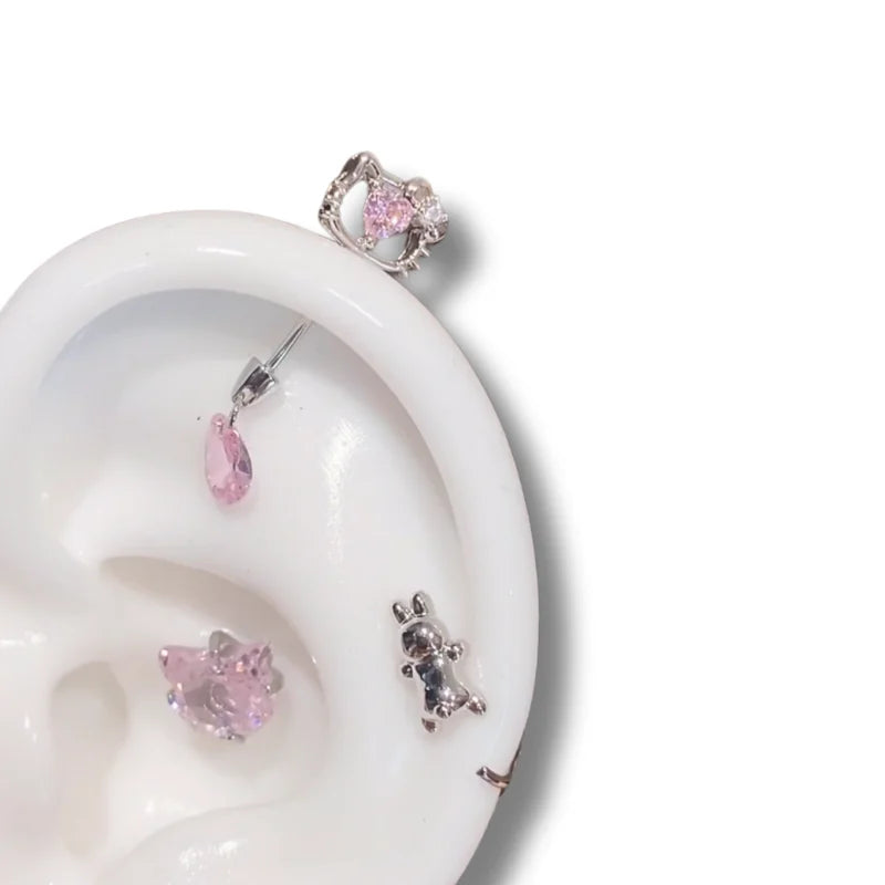 Pink Kitty helix piercing Earring Stud