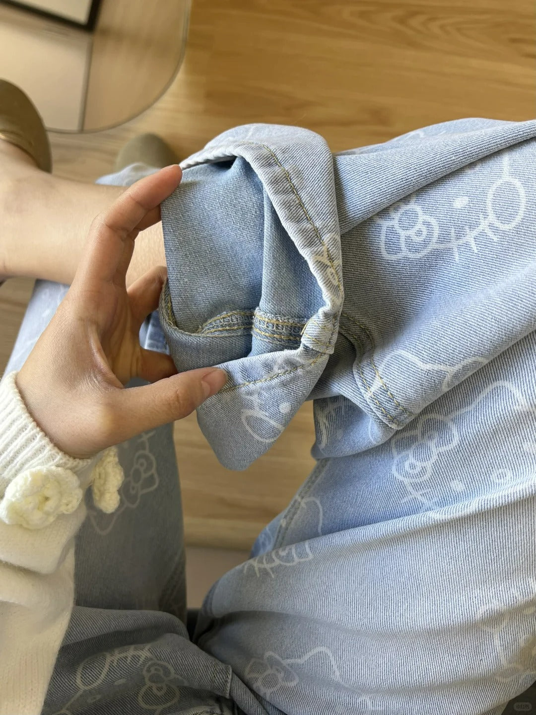 Hellokitty Wide Leg Jeans High Waist Baggy Jeans for Women